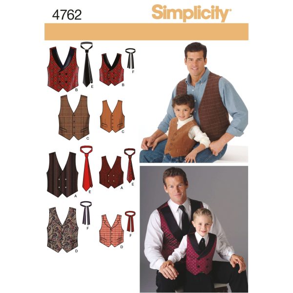 Simplicity Sewing Pattern 4762 Boys and Men Vests and Ties