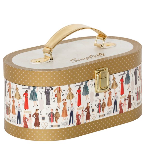 SIMPLICITY VINTAGE SEWING STORAGE BOX WITH NOTIONS - BLACK