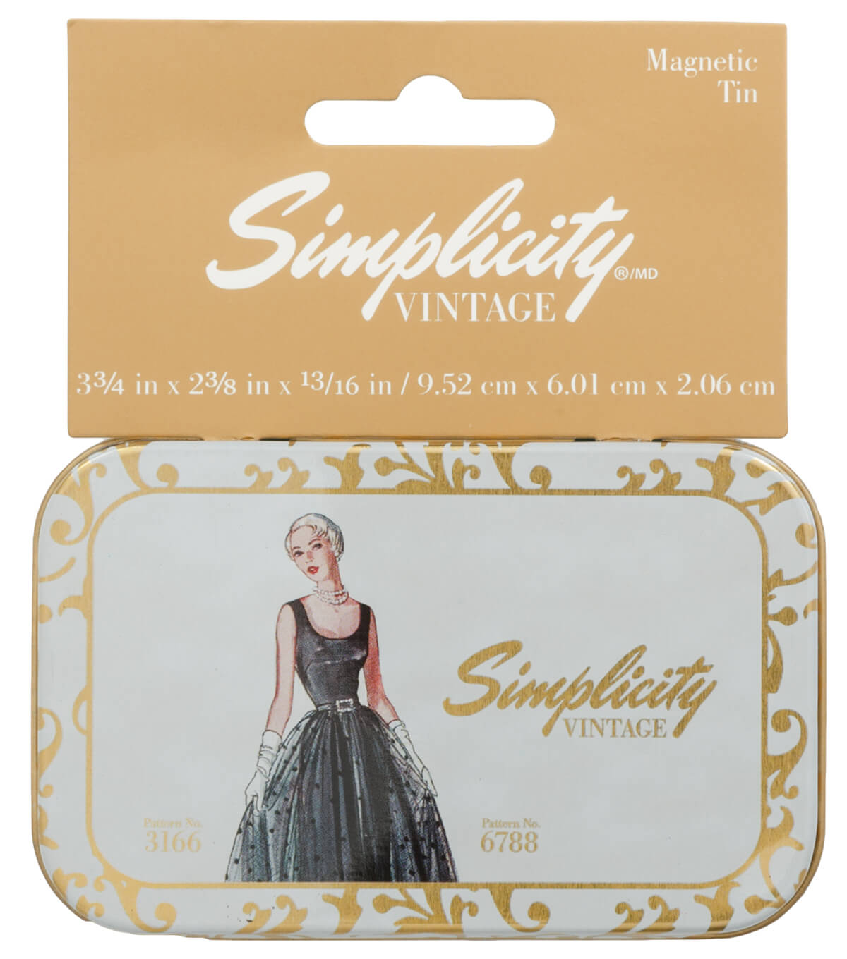 SIMPLICITY VINTAGE MAGNETIC NOTIONS TIN - PATTERNED