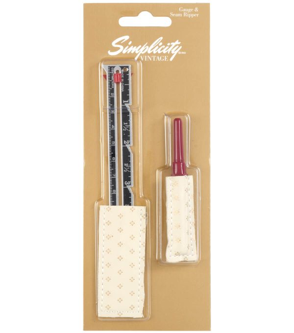 SIMPLICITY VINTAGE SEAM RIPPER AND GUAGE WITH PLEATHER COVERS