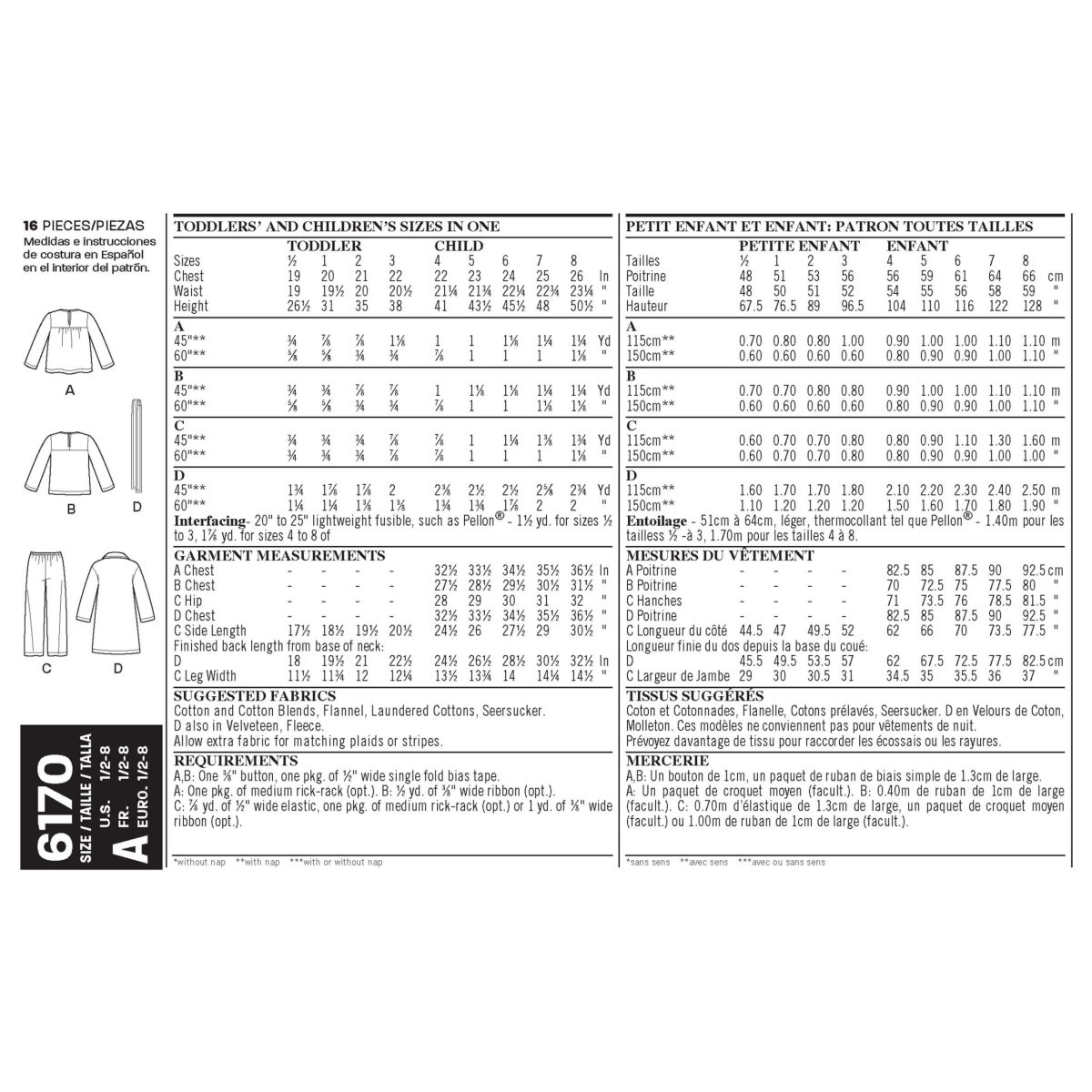 New Look Sewing Pattern N6170 Toddler's and Child's Pyjamas