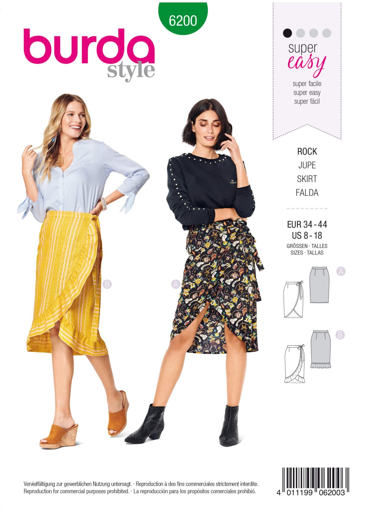 Burda Style Pattern 6200 Misses' Wrap Skirt With Tie