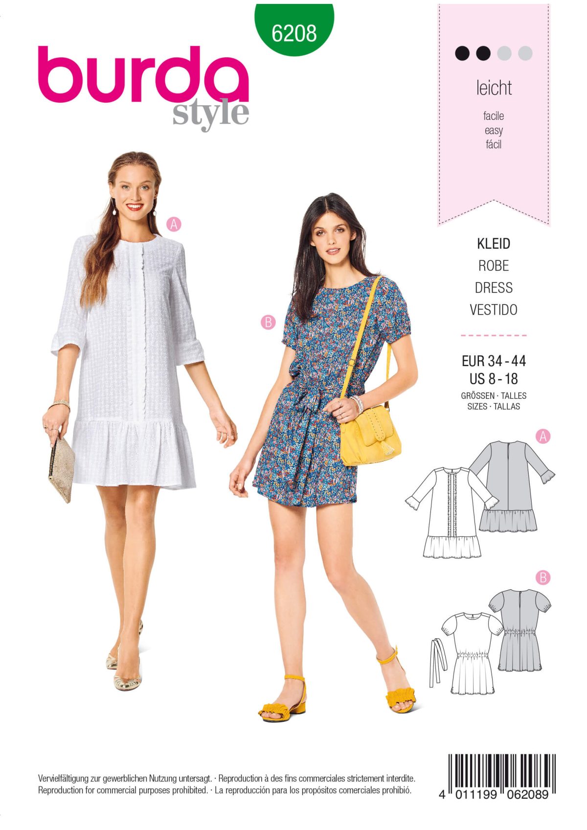 Burda Style Pattern 6208 Misses' Pull-On Dresses With Length Variations