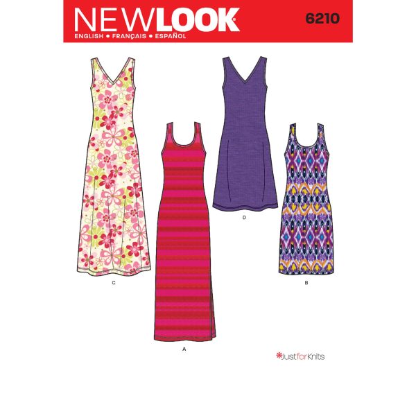 New Look Sewing Pattern N6210 Misses' Knit Dress in Two Lengths