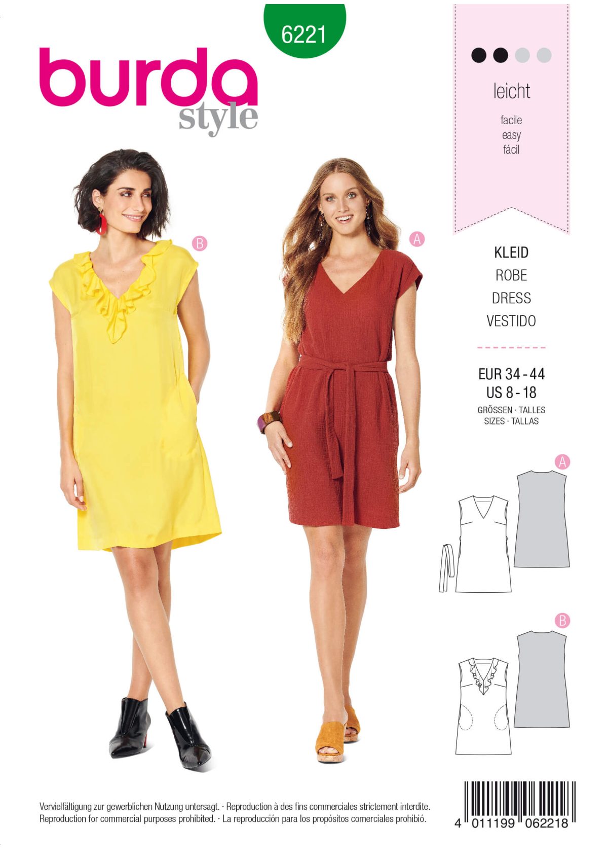 Burda Style Pattern 6221 Misses' Pull-On Dresses With Length Options
