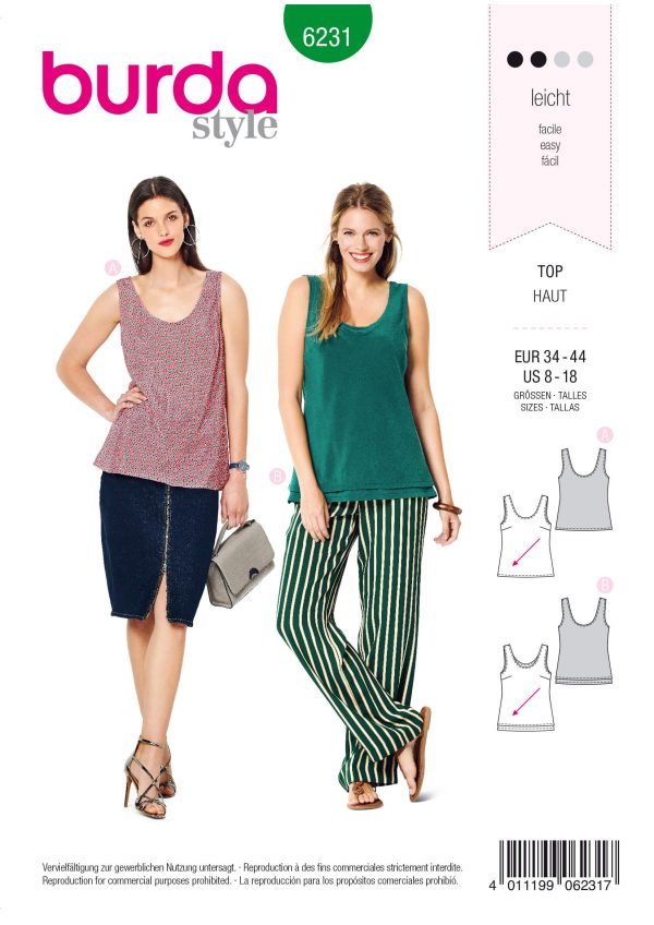 Burda Style Pattern 6231 Misses' Tops