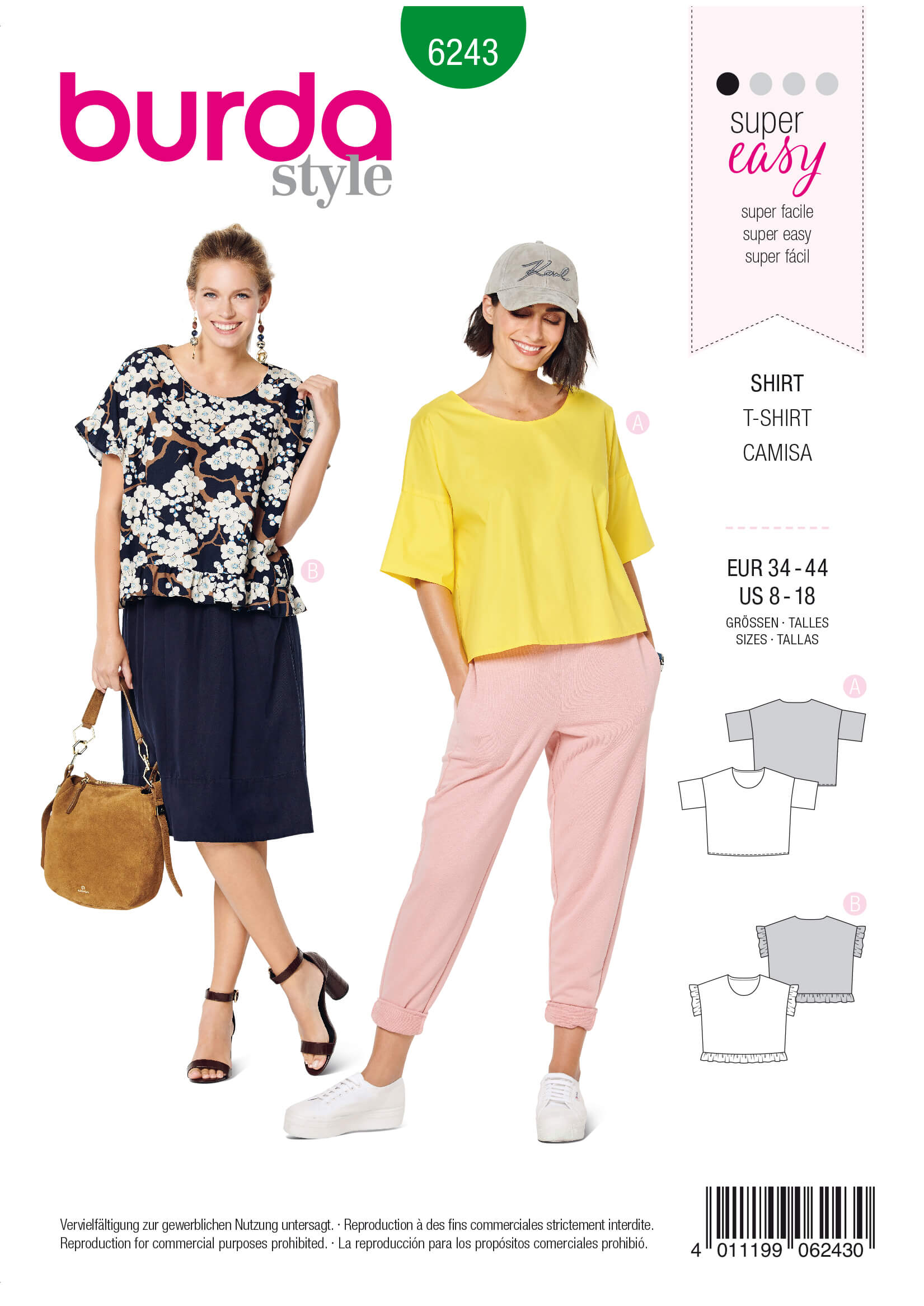 Burda Style Pattern B6243 Misses’ Casual Tops