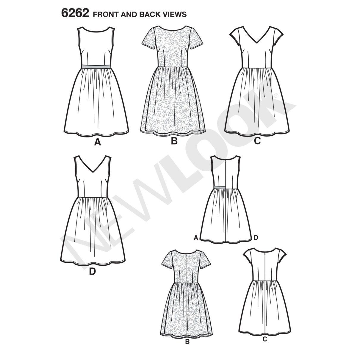 New Look Sewing Pattern N6262 Misses' Dress with Neckline Variations