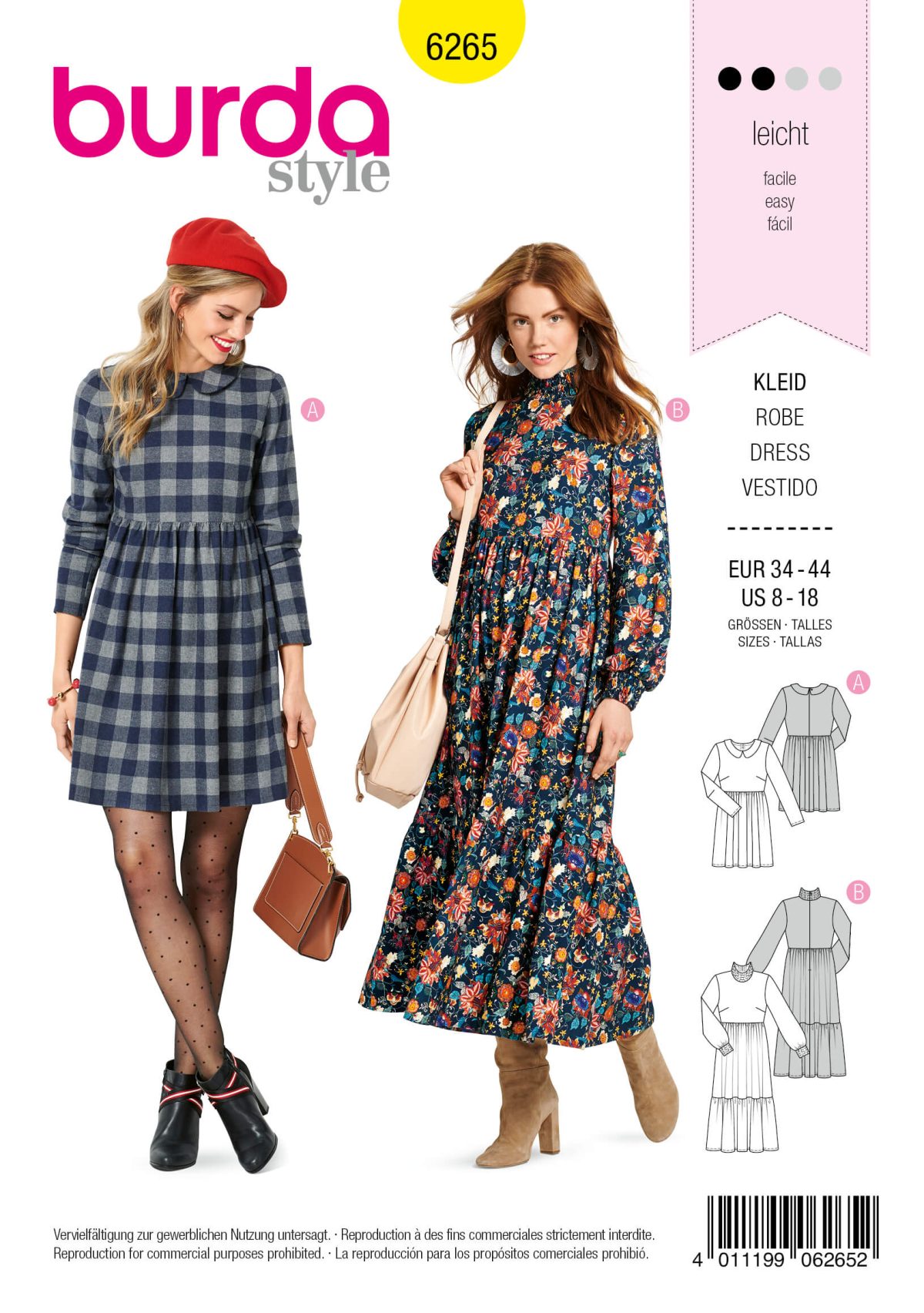 Burda Style Pattern 6265 Misses' Dresses Short or Midi Length with Tiered Skirt