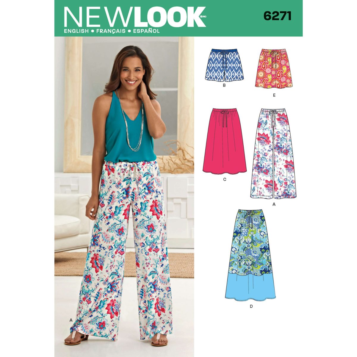 New Look Sewing Pattern N6271 Misses' Skirt in Three Lengths and Trousers or Shorts