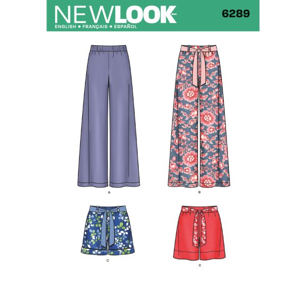 New Look Sewing Pattern N6289 Misses' Pull-on Trousers or Shorts and Tie Belt