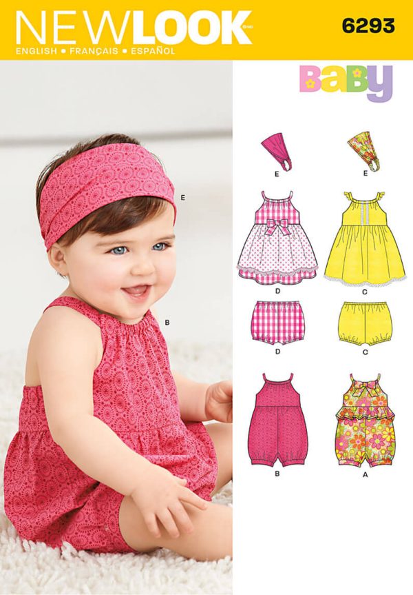 New Look Sewing Pattern N6293 Babies' Romper, Dress, Panties and Headband