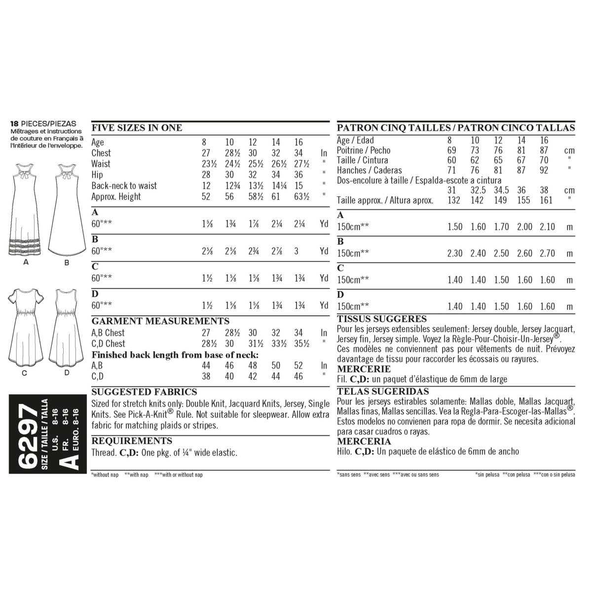 New Look Sewing Pattern N6297 Girls' Knit Dress