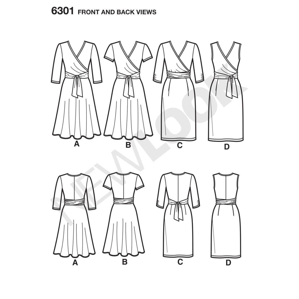 New Look Sewing Pattern N6301 Misses' Mock Wrap Knit Dress