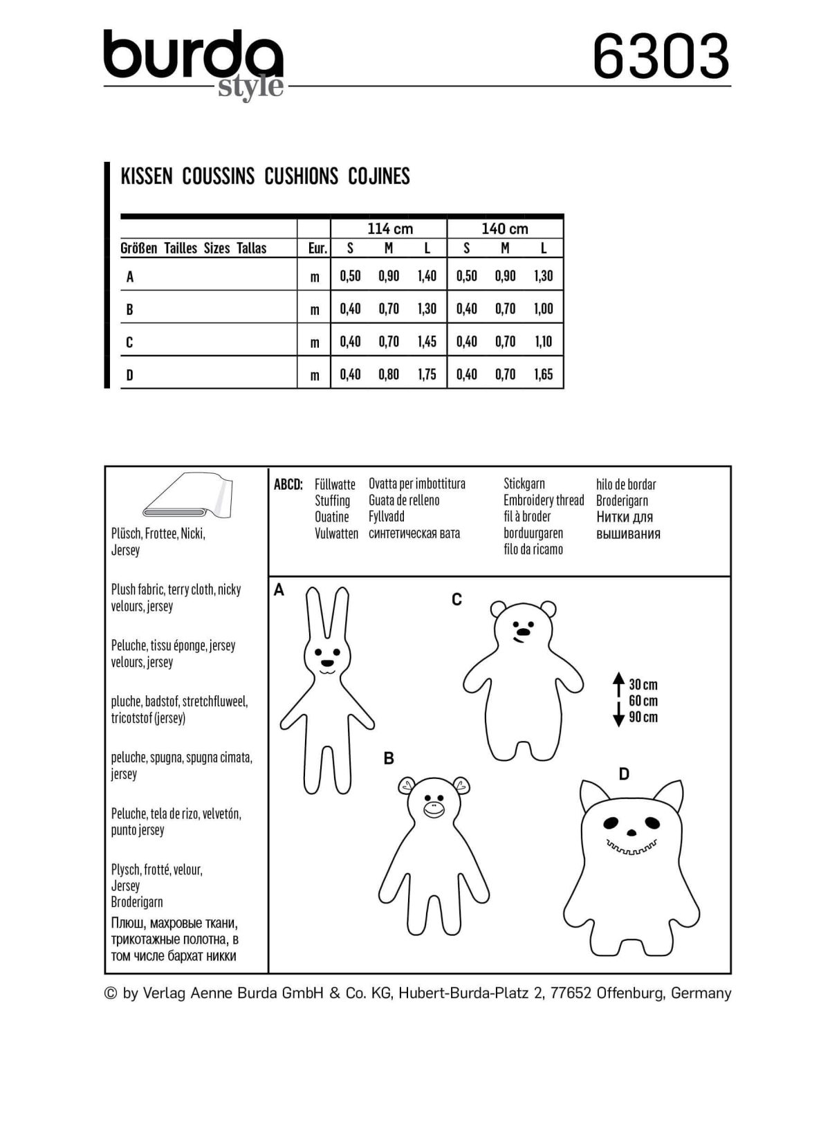 Burda Style Pattern 6303 Motif Pillows