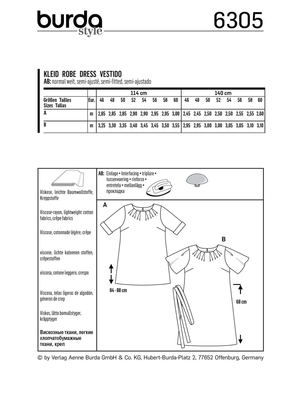 Burda Style Pattern 6305 Women's top and dress