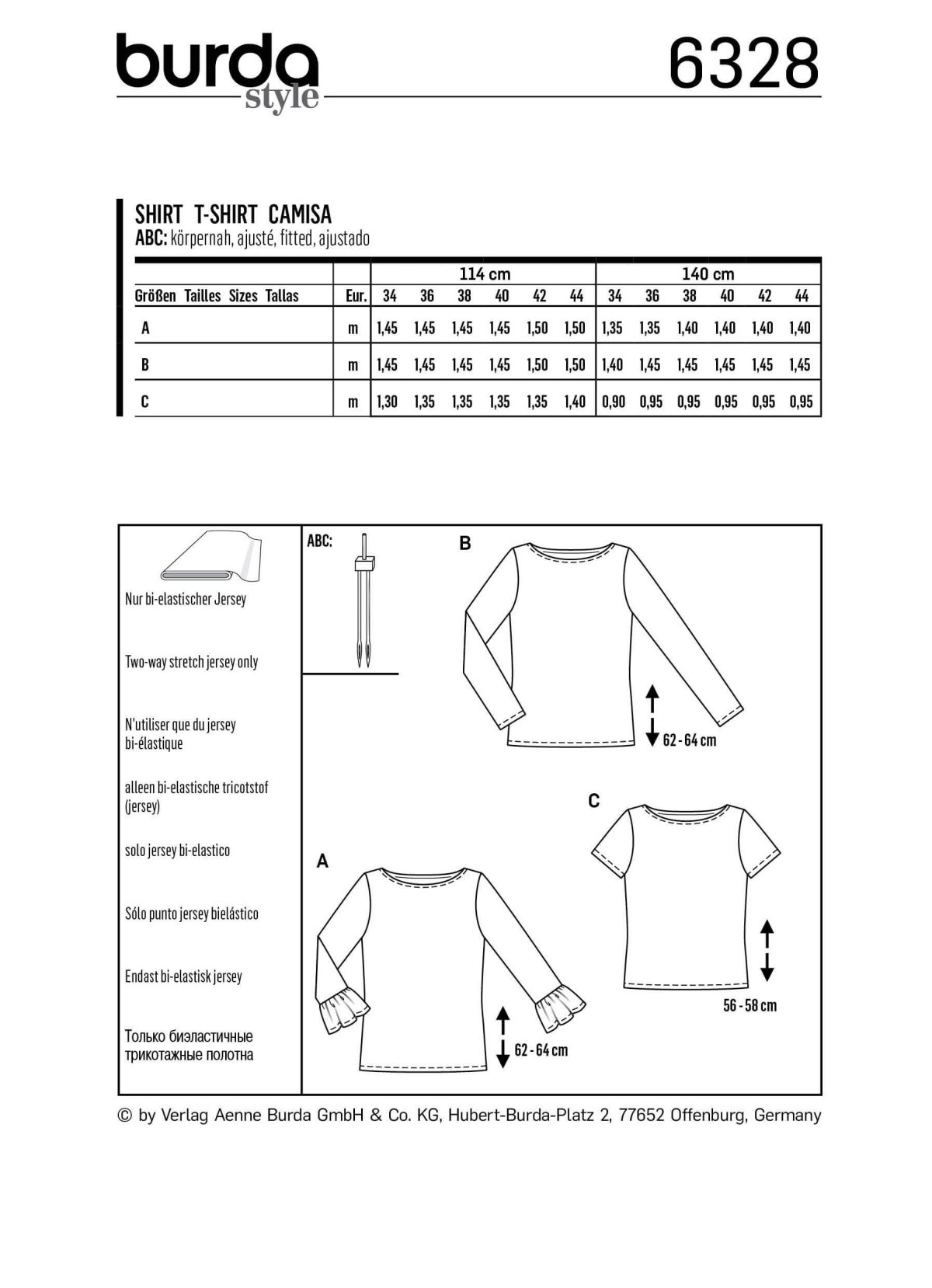 Burda Style Pattern 6328 Misses' top with boat neckline
