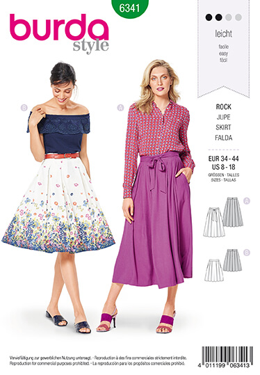 Burda Style Pattern 6341 Misses' inverted pleat skirt