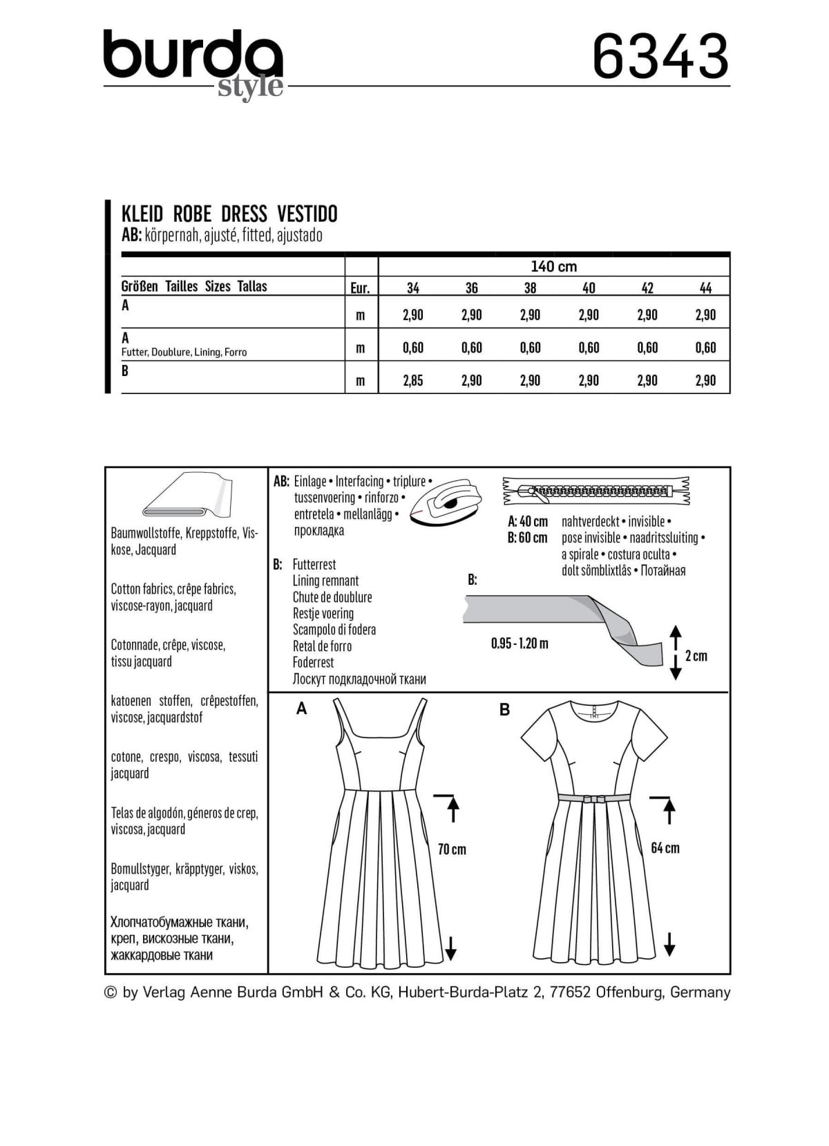 Burda Style Pattern 6343 Misses' pinafore dress
