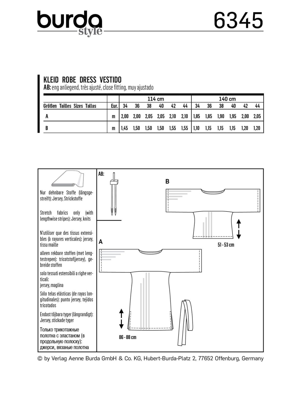 Burda Style Pattern 6345 Misses' Dress and Top