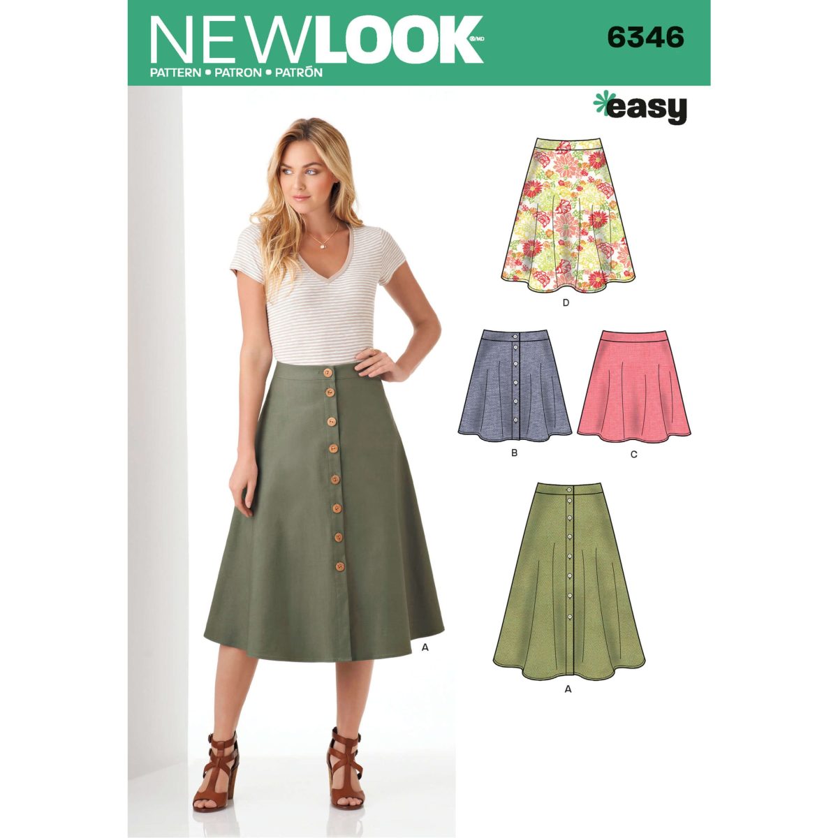 New Look Sewing Pattern N6346 Misses' Easy Skirts in Three Lengths