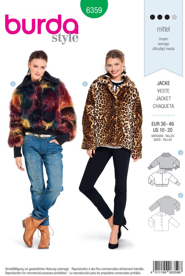 Burda Style Pattern B6359 Women's Fur Coat
