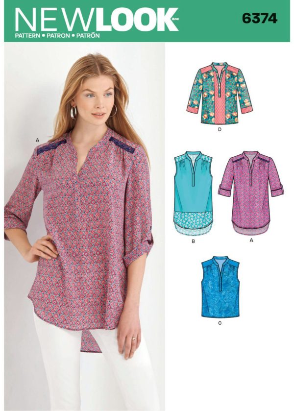 New Look Sewing Pattern N6374 Misses' Shirts with Sleeve and Length Options