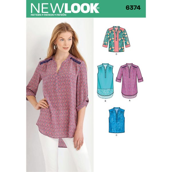 New Look Sewing Pattern N6374 Misses' Shirts with Sleeve and Length Options