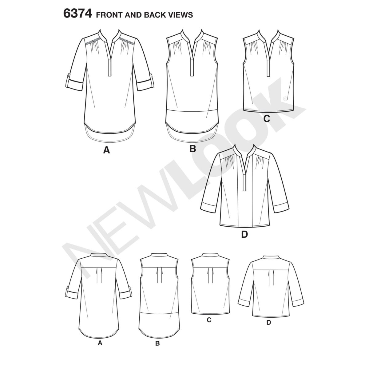 New Look Sewing Pattern N6374 Misses' Shirts with Sleeve and Length Options