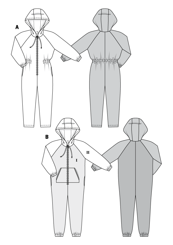 Burda Style Pattern B6397 Unisex Hodded Jumpsuit