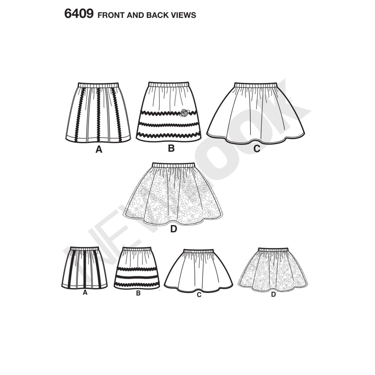 New Look Sewing Pattern N6409 Child's Pull-On Skirts