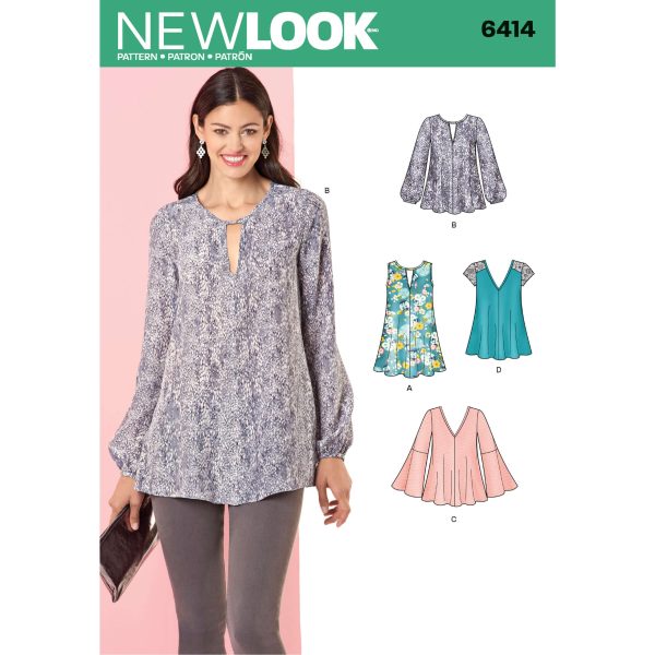 New Look Sewing Pattern N6414 Misses' Tunic and Top with Neckline Variations