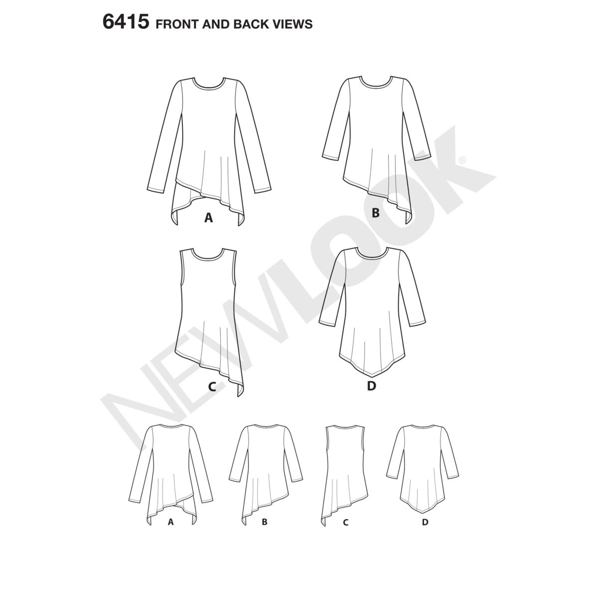 New Look Sewing Pattern N6415 Misses' Knit Tunics