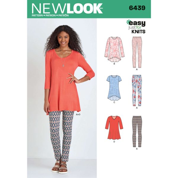 New Look Sewing Pattern N6439 Misses' Knit Tunics with Leggings