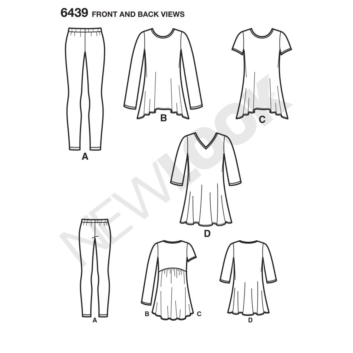 New Look Sewing Pattern N6439 Misses' Knit Tunics with Leggings