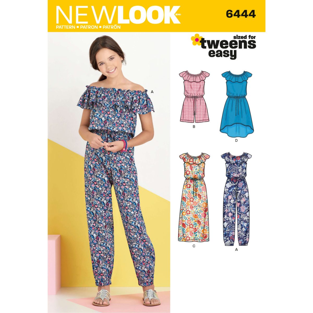 New Look Sewing Pattern N6444 Girl's Dress and Jumpsuit in Two Lengths
