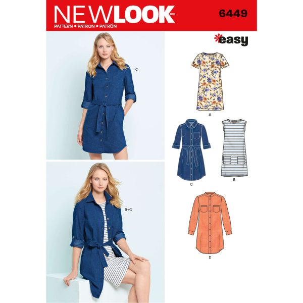 New Look Sewing Pattern N6449 Misses' Easy Shirt Dress and Knit Dress