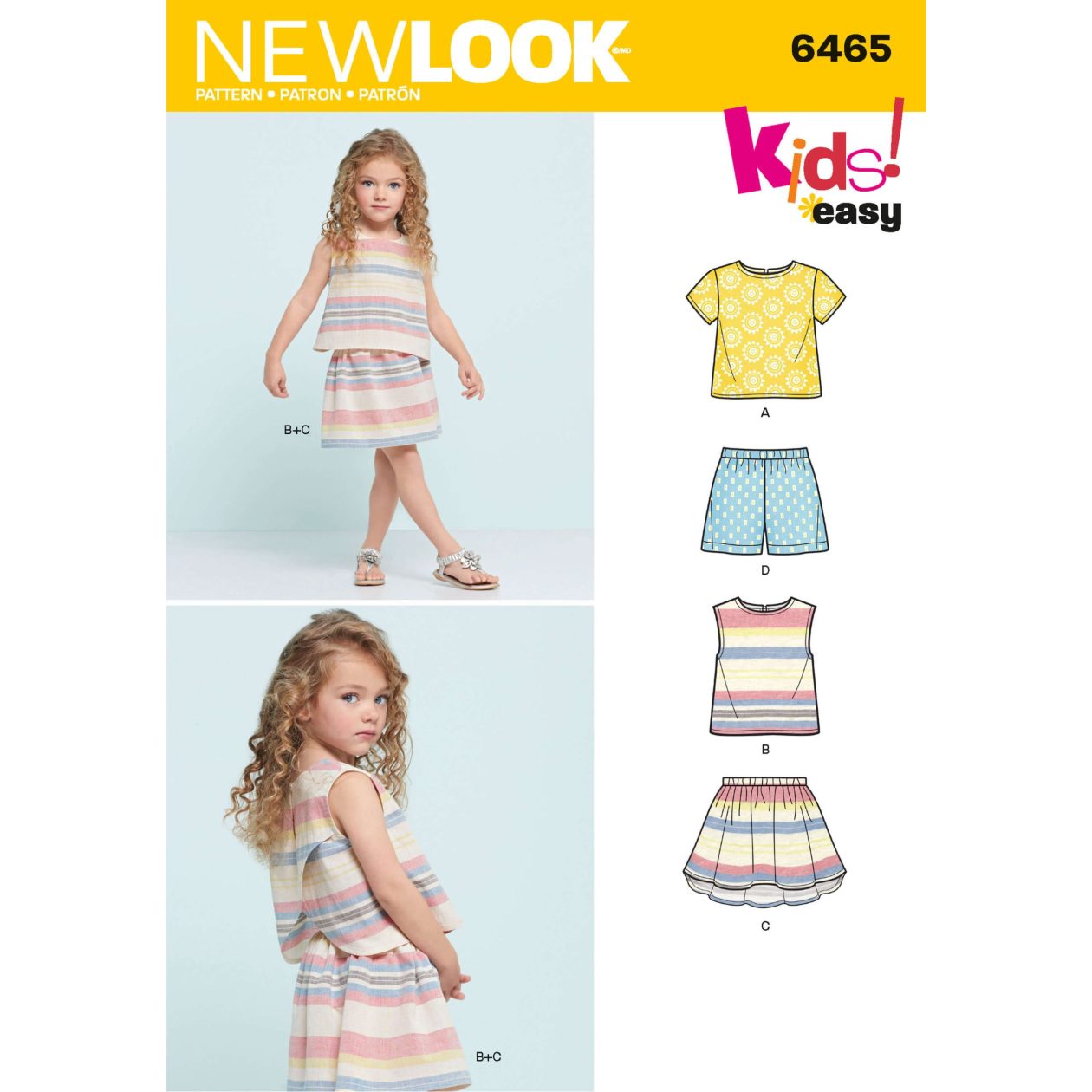 New Look Sewing Pattern N6465 Child's Easy Top, Skirt and Shorts