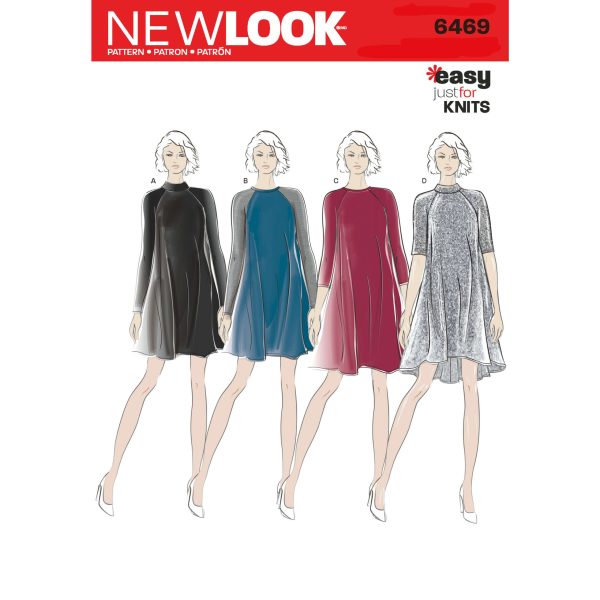 New Look Pattern 6469 Misses' Easy Knit Dress with Length and Sleeve Variations