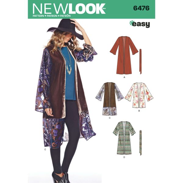 New Look Pattern 6476 Misses' Easy Kimono-inspired robe with Length and Sleeve Variation