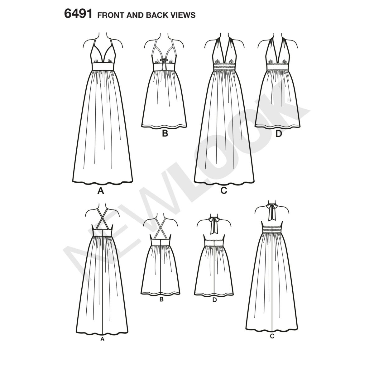 New Look Pattern 6491 Misses Dresses in two Lengths with Bodice Variations
