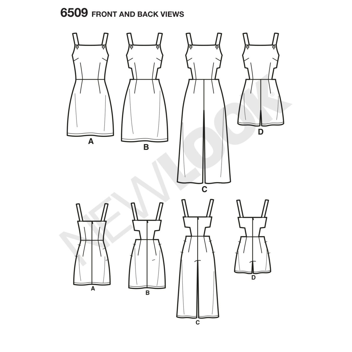 New Look Pattern 6509 Misses' Jumper, Romper, and Dress with Bodice Variations