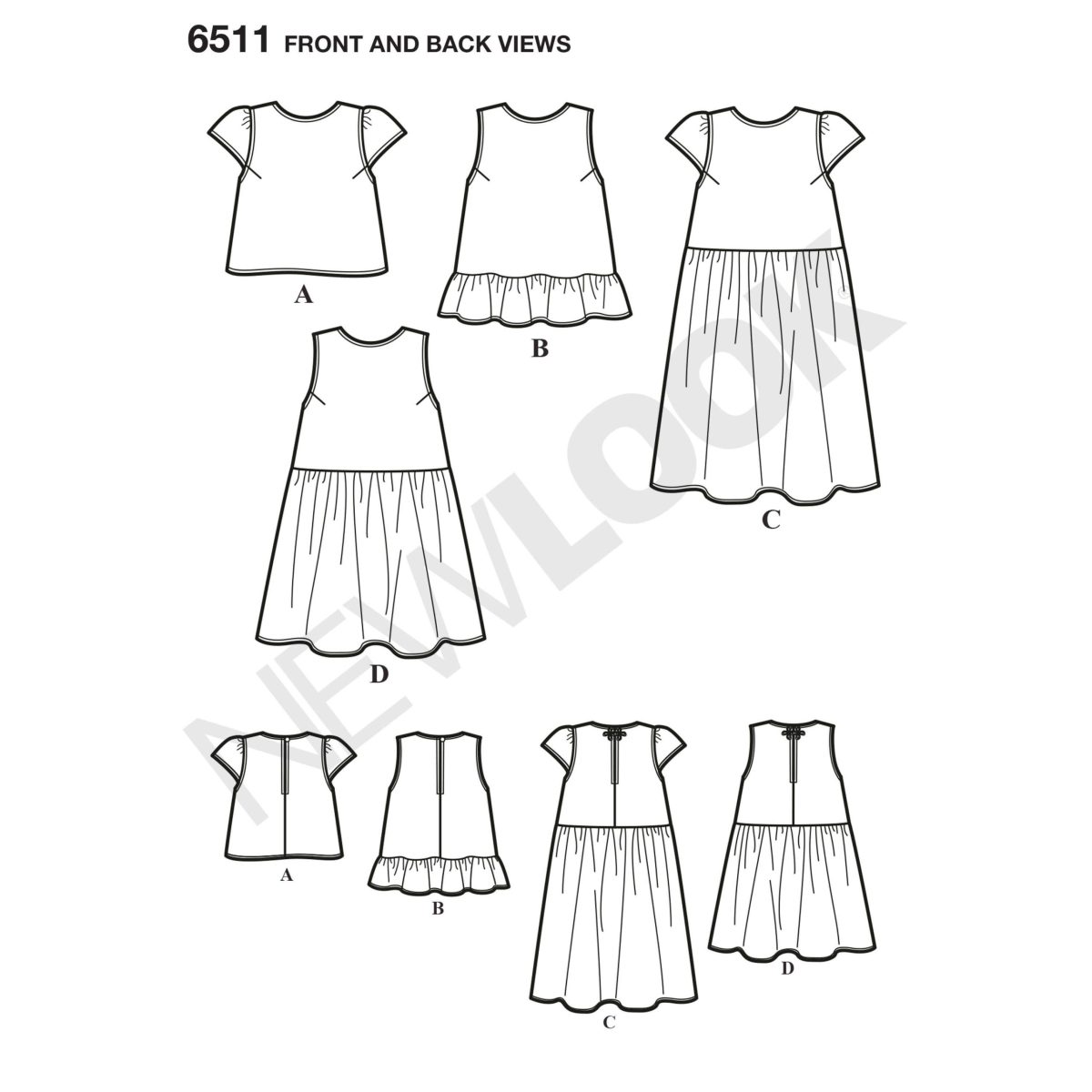 New Look Pattern 6511 Misses' Tops With Length and Sleeve Variations