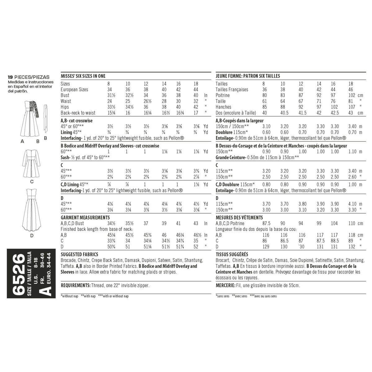 New Look Pattern 6526 Misses' Dress With Bodice Variations