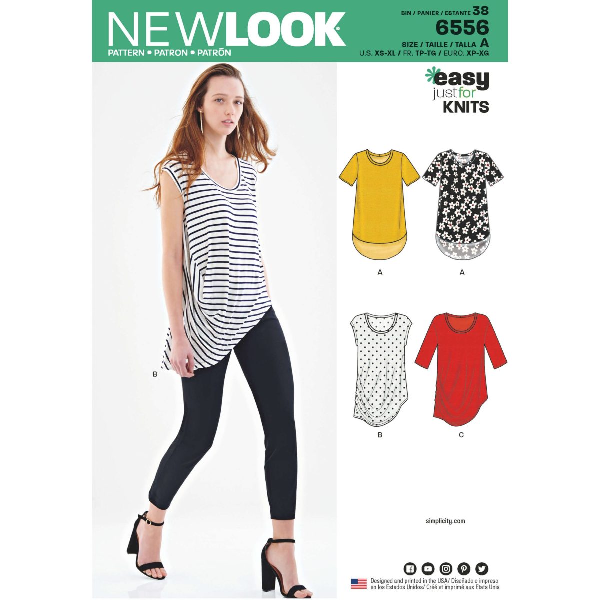 New Look Pattern 6556 Misses' Easy Knit Tops