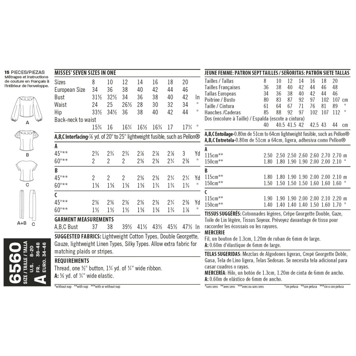 New Look Pattern 6560 Misses' Wrap Tops
