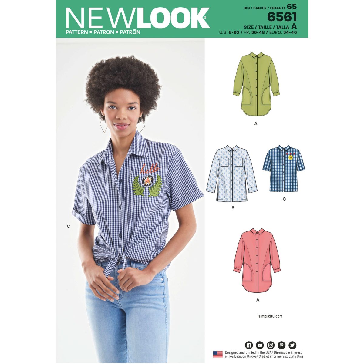 New Look Pattern 6561 Misses' Shirts in Three Lengths