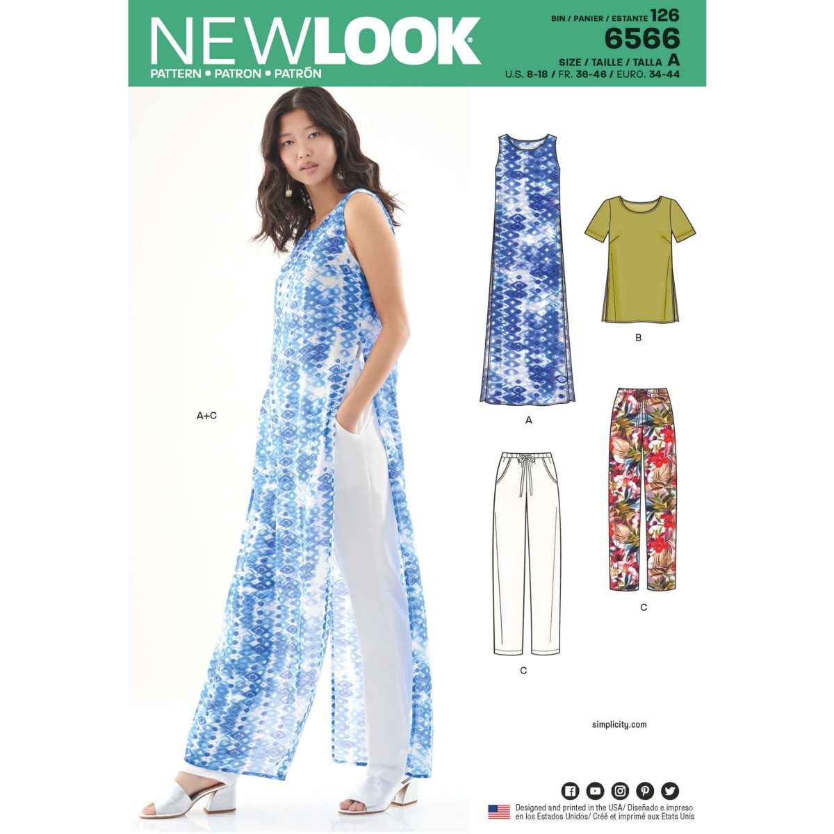 New Look Pattern 6566 Misses' Tunic, Top and Trousers