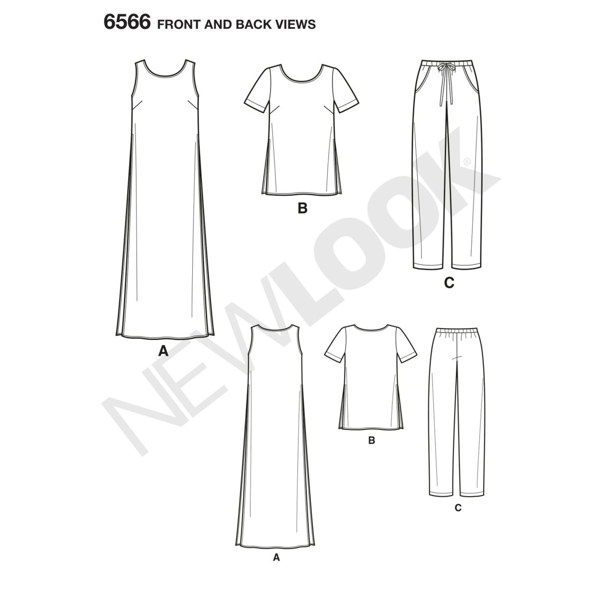 New Look Pattern 6566 Misses' Tunic, Top and Trousers