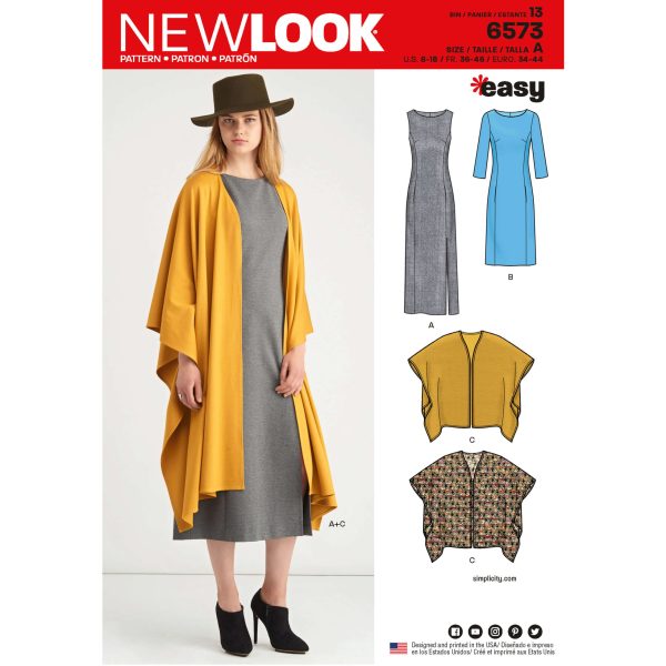 New Look Pattern 6573 Misses' Dress and Wrap